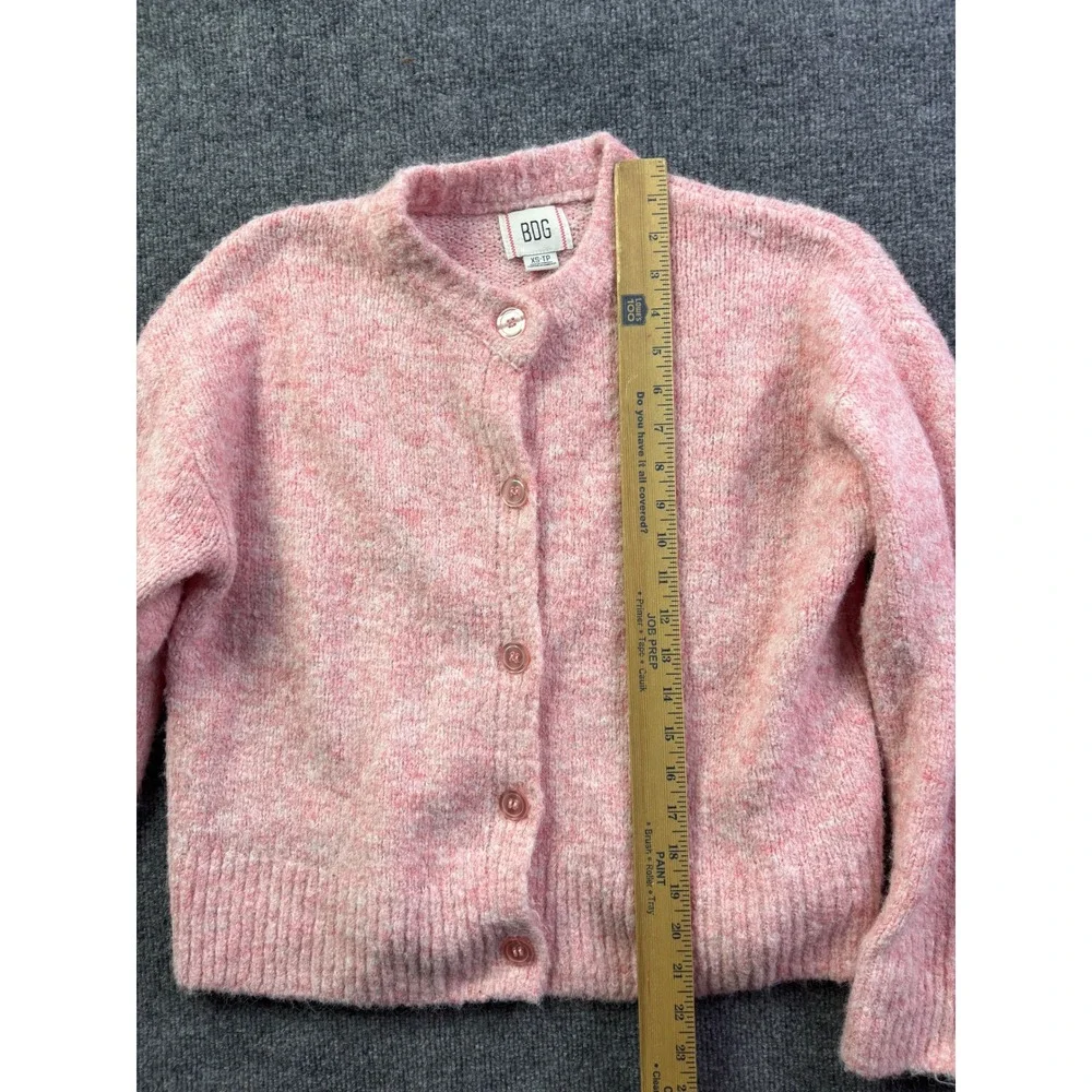 BDG Cardigan Sweater Womens XS Pink Marled Wool Fuzzy Knit Button Front - Picture 3 of 8